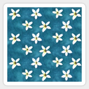 Watercolor jasmine flower on blue Sticker